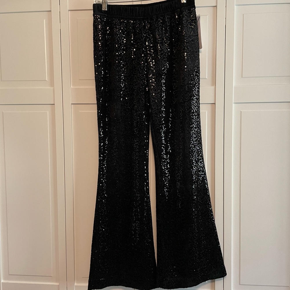 Soft Surroundings Black Sequin Trousers